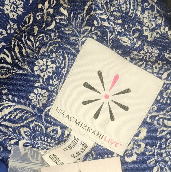 NWOT. QVC Cotton/Linen blue and white jacquard blazer w/full lining&real pockets - Picture 6 of 6